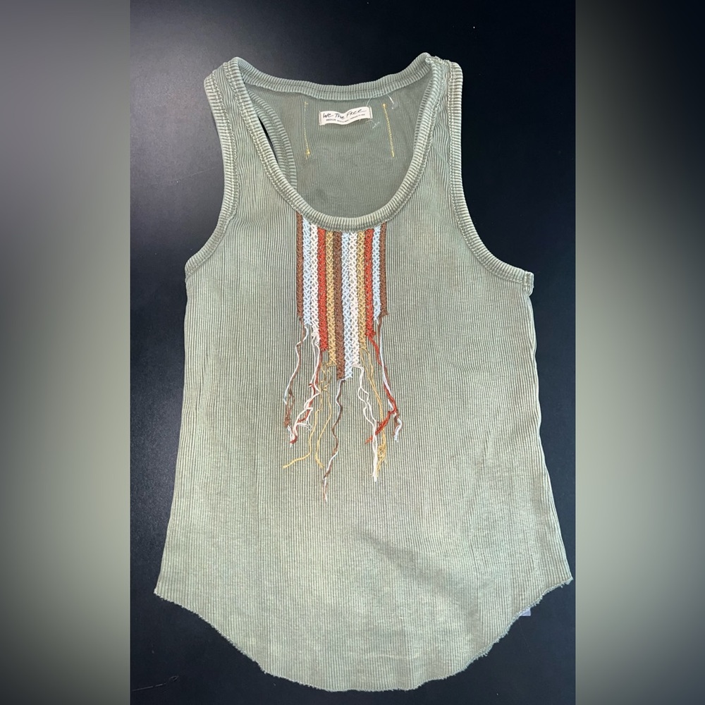 We the Free Army Green Great Expectations Tank Top Size Medium EUC